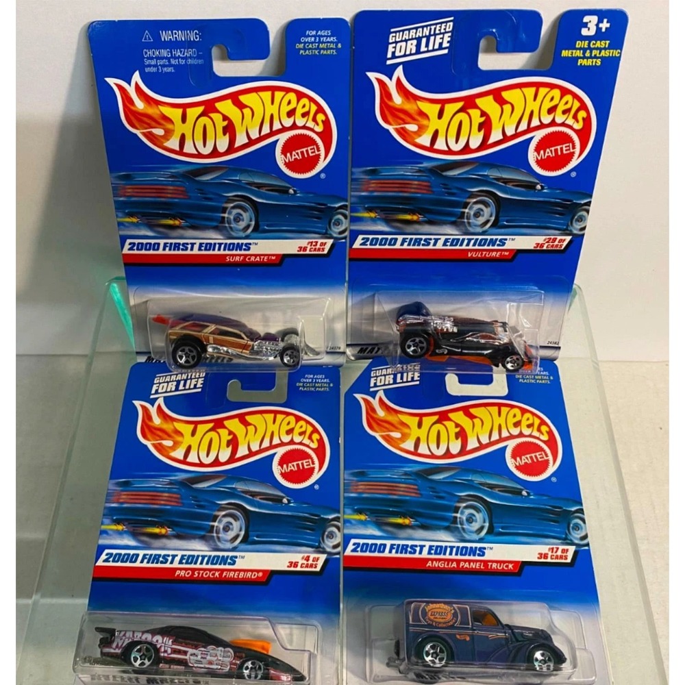 Hot Wheels 2000 First Editions Lot of 4 Surf Crate Vulture Firebird Anglia Truck